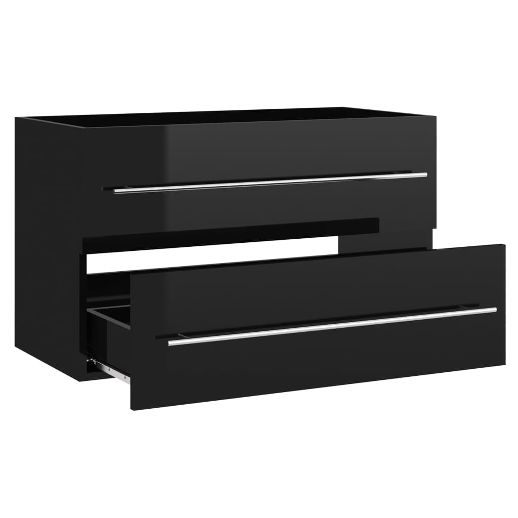vidaXL Mueble de lavabo madera ingeniería negro brillo 80x38,5x48 cm
