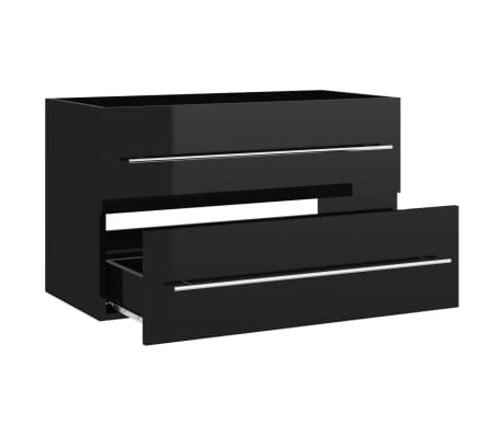 vidaXL Mueble de lavabo madera ingeniería negro brillo 80x38,5x48 cm