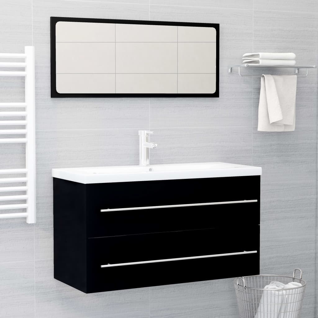 

vidaXL Wastafelkast 63x30x54 cm spaanplaat zwart