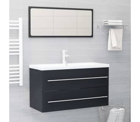 vidaXL Armario para lavabo madera contrachapada gris 90x38,5x48 cm