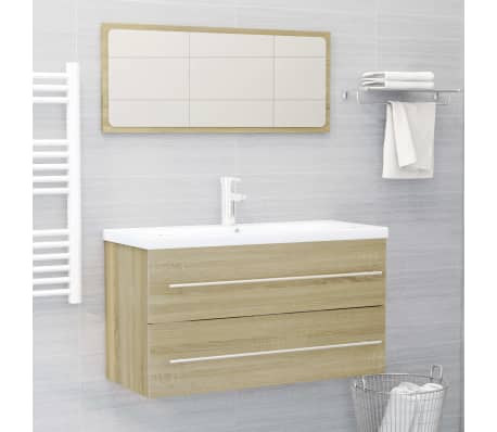 vidaXL Sink Cabinet Sonoma Oak 90x38.5x48 cm Engineered Wood