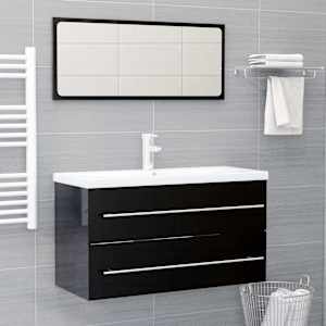 vidaXL Spintelė praustuvui, juoda, 90x38,5x48cm, MDP, ypač blizgi