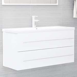 Omarica za umivalnik bela 100x38,5x48 cm inženirski les