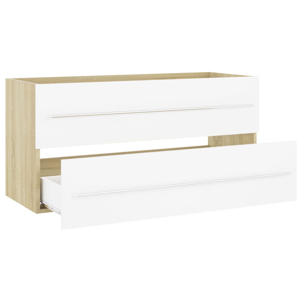 

vidaXL Wastafelkast 100x38,5x48 cm spaanplaat wit sonoma eikenkleurig