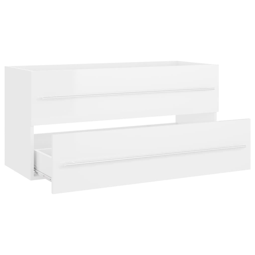 vidaXL Sink Cabinet High Gloss White 100x38.5x48 cm Engineered Wood