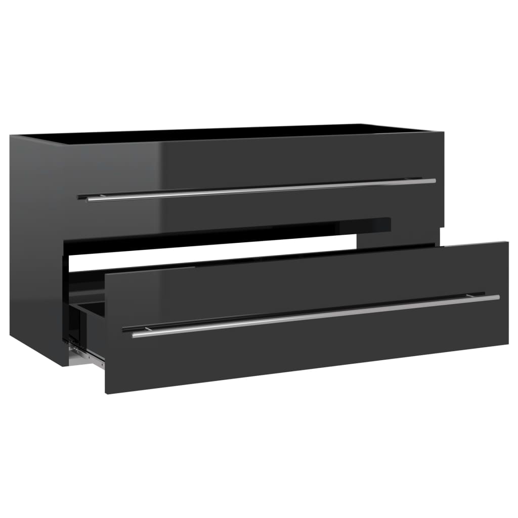 

vidaXL Wastafelkast 100x38,5x48 cm spaanplaat hoogglans grijs