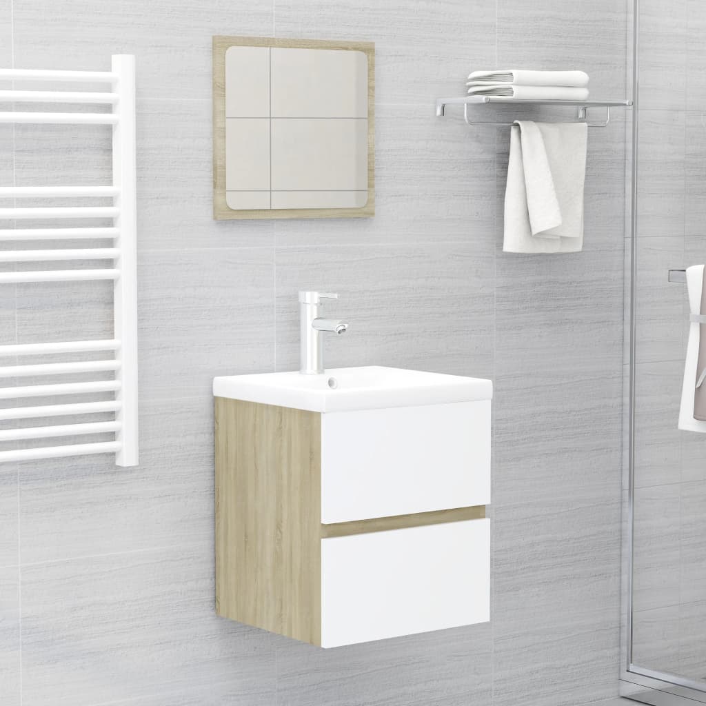 

vidaXL Wastafelkast 41x38,5x45 cm spaanplaat wit en sonoma eikenkleur