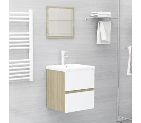 vidaXL Sink Cabinet White and Sonoma Oak 41x38.5x45 cm Engineered Wood