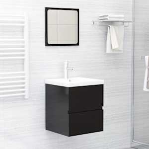 vidaXL Spintelė praustuvui, juoda, 41x38,5x45cm, apdirbta mediena