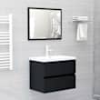 Ensemble Meuble Salle De Bain 9 Pièces VidaXL - Meuble Lavabo, Miroirs, étagères - Noir Et Blanc