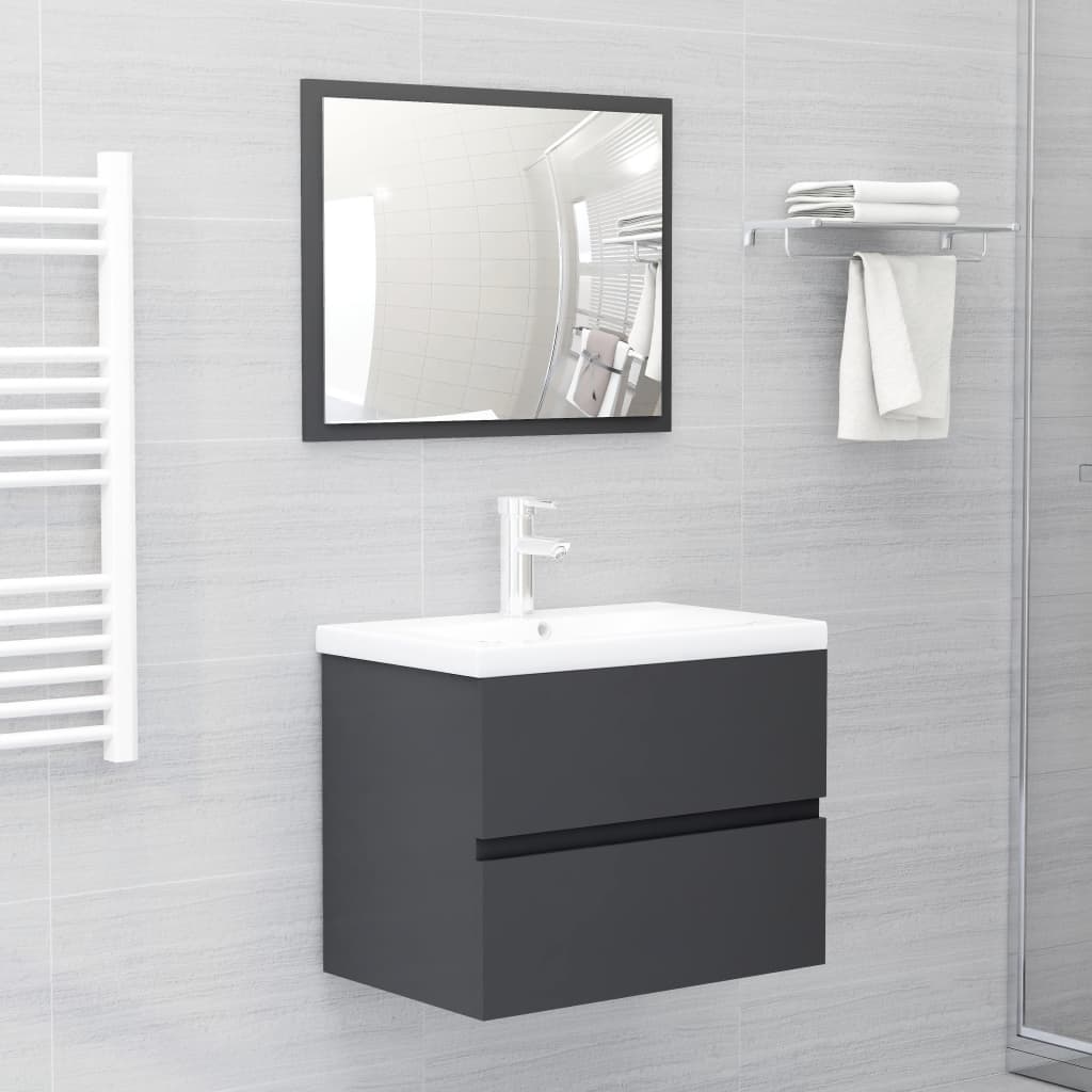 vidaXL Sink Cabinet Grey 60x38.5x45 cm Engineered Wood