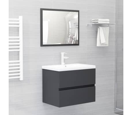 vidaXL Armario para lavabo madera contrachapada gris 60x38,5x45 cm