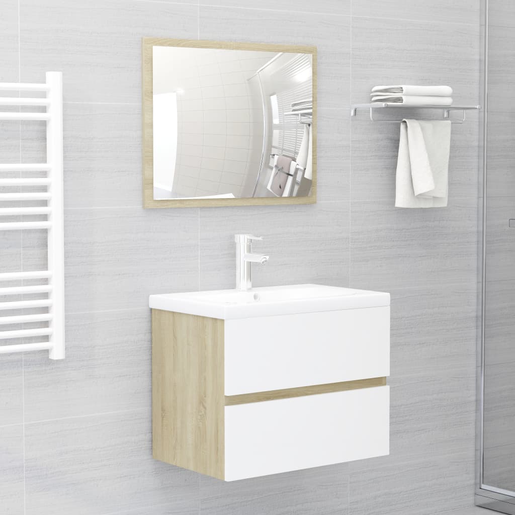vidaXL Sink Cabinet White and Sonoma Oak 60x38.5x45 cm Engineered Wood