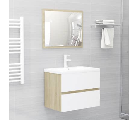 vidaXL Sink Cabinet White and Sonoma Oak 60x38.5x45 cm Engineered Wood