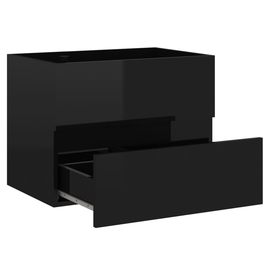 Dulap de chiuvetă, negru extralucios, 60 x 38,5 x 45 cm, PAL