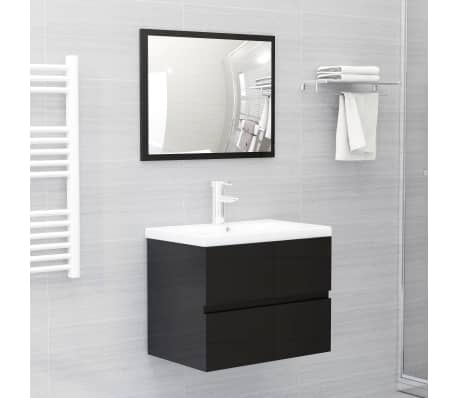 vidaXL Sink Cabinet High Gloss Black 60x38.5x45 cm Engineered Wood