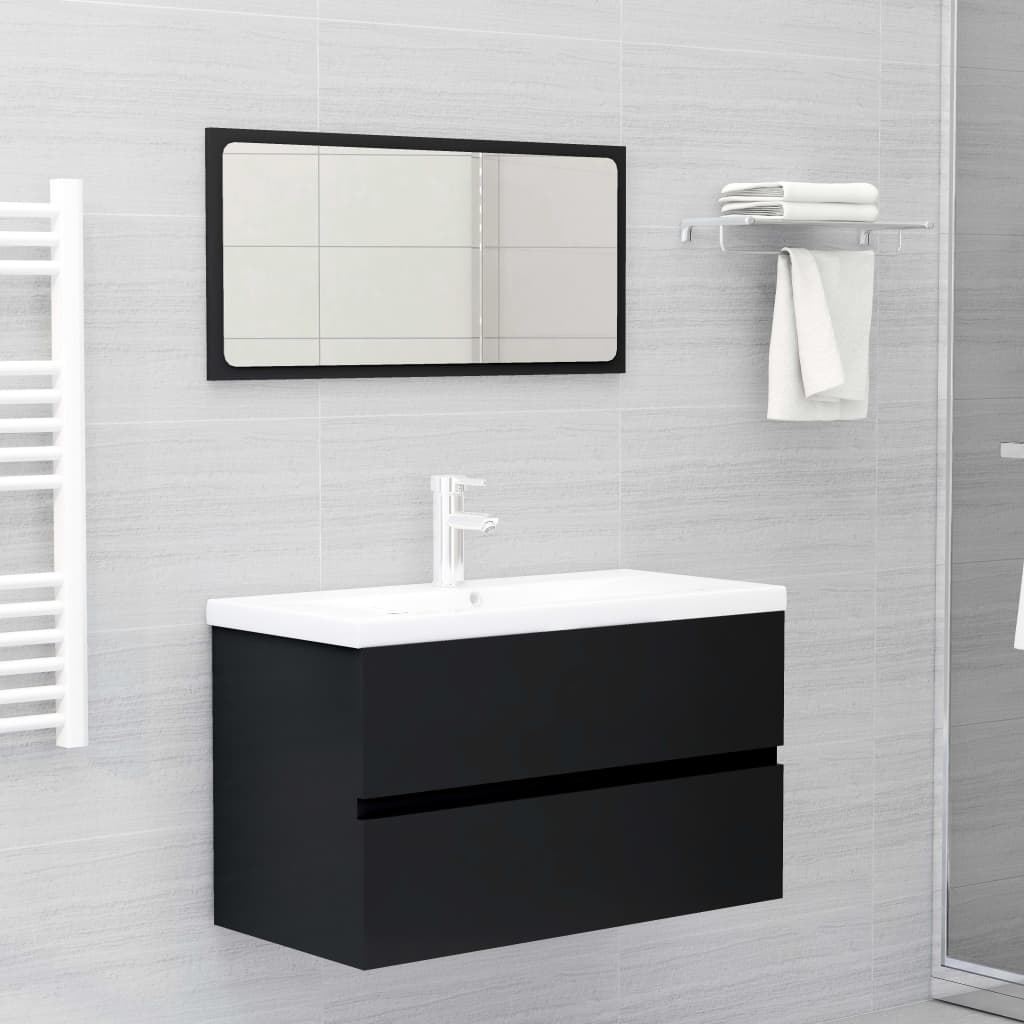

vidaXL Wastafelkast 80x38,5x45 cm spaanplaat zwart