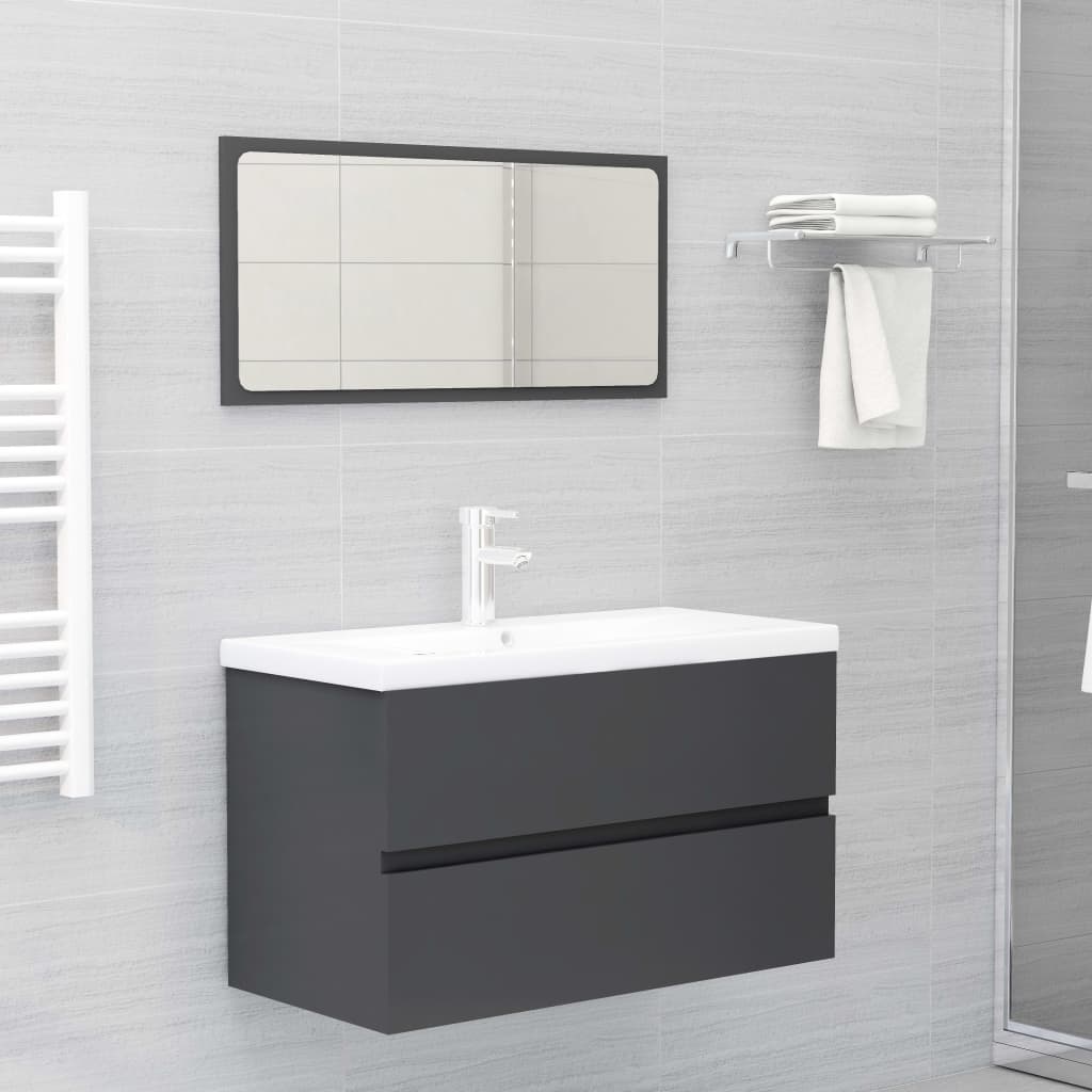 vidaXL Sink Cabinet Grey 80x38.5x45 cm Engineered Wood