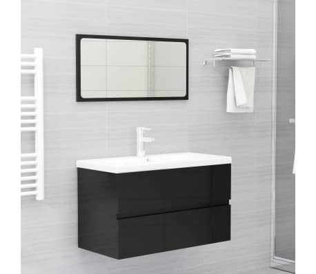 vidaXL Sink Cabinet High Gloss Black 80x38.5x45 cm Engineered Wood