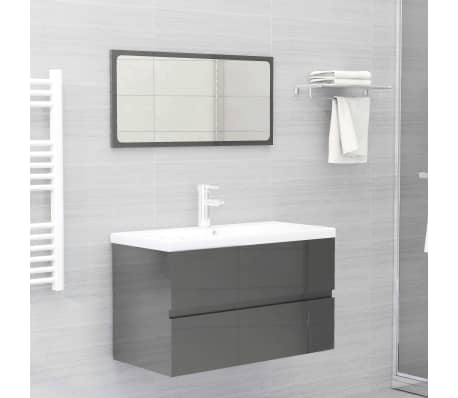 vidaXL Sink Cabinet High Gloss Grey 80x38.5x45 cm Engineered Wood
