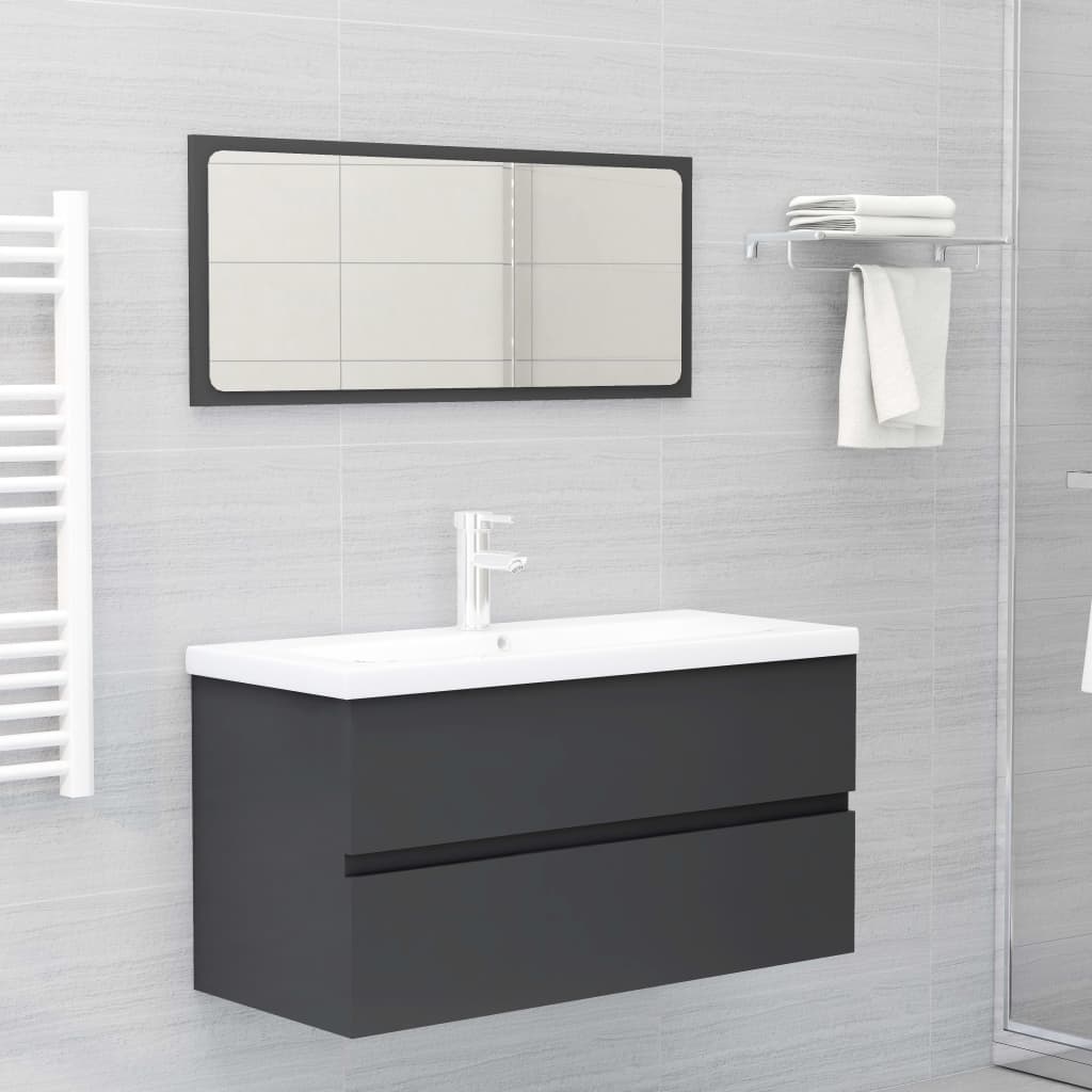 vidaXL Sink Cabinet Grey 90x38.5x45 cm Engineered Wood
