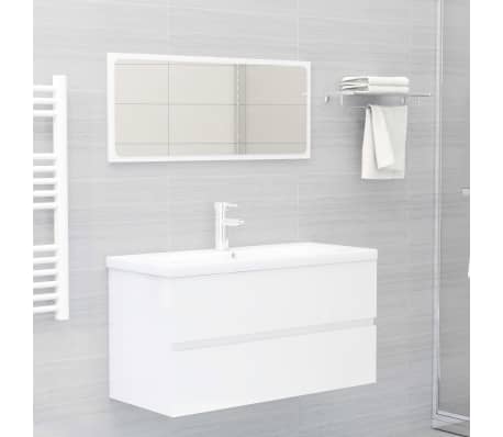 vidaXL Sink Cabinet High Gloss White 90x38.5x45 cm Engineered Wood