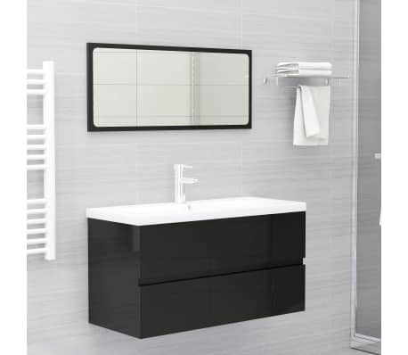 vidaXL Sink Cabinet High Gloss Black 90x38.5x45 cm Engineered Wood