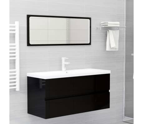 vidaXL Sink Cabinet High Gloss Black 100x38.5x45 cm Engineered Wood