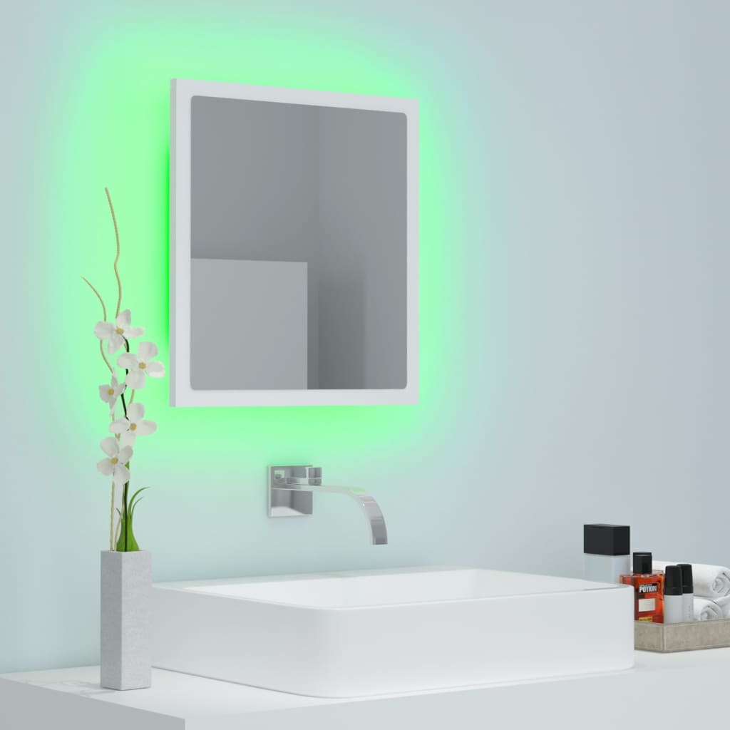  Kúpeľňové zrkadlo s LED biele 40x8,5x37 cm spracované drevo