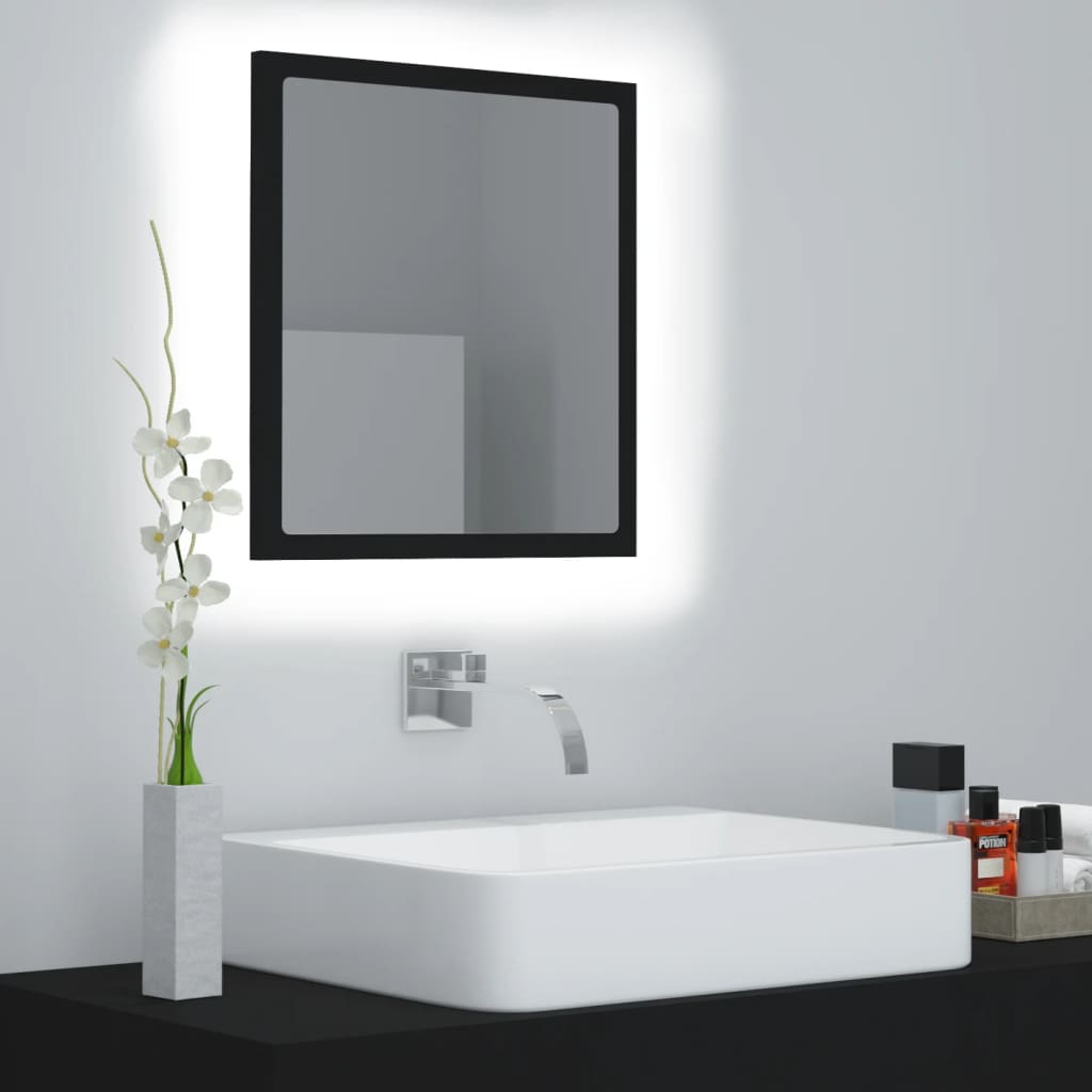 LED-Badspiegel Schwarz 40×8,5×37 cm Spanplatte