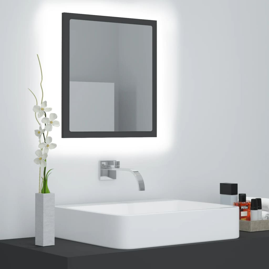 vidaXL Oglindă de baie cu LED, gri, 40×8,5×37 cm, PAL vidaXL imagine 2022 1-1.ro