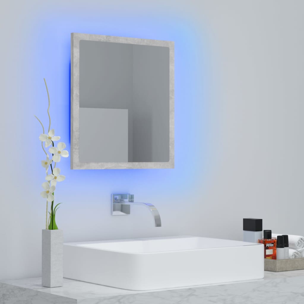 LED-Badspiegel Betongrau 40×8,5×37 cm Spanplatte
