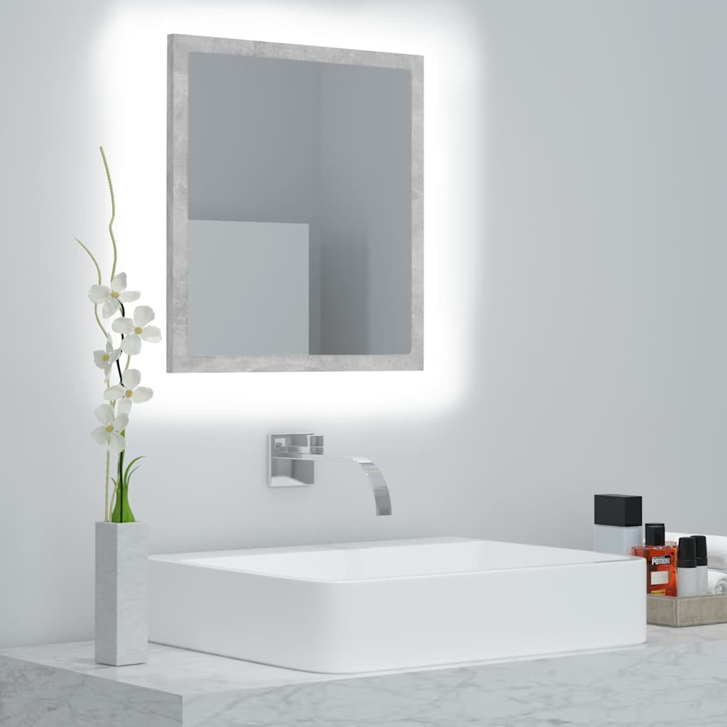 vidaXL Lustro �azienkowe LED, szaro�� betonu, 40x8,5x37 cm, akryl