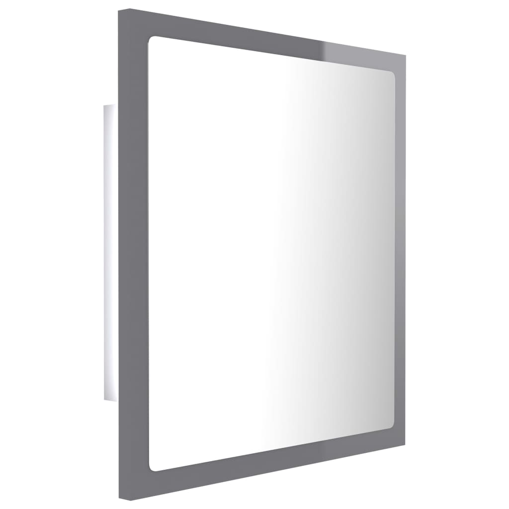  LED kúpeľňové zrkadlo lesklé sivé 40x8,5x37cm, spracované drevo
