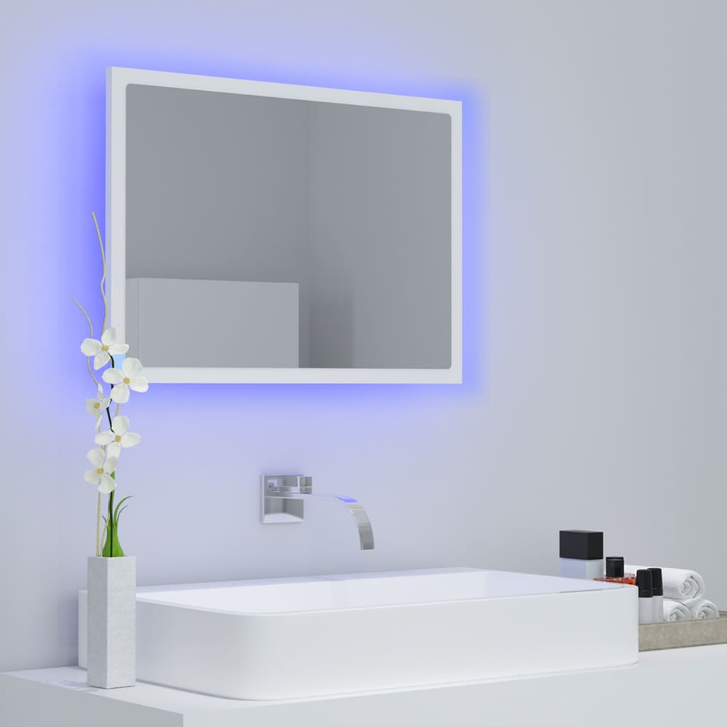 LED-Badspiegel Weiß 60×8,5×37 cm Spanplatte