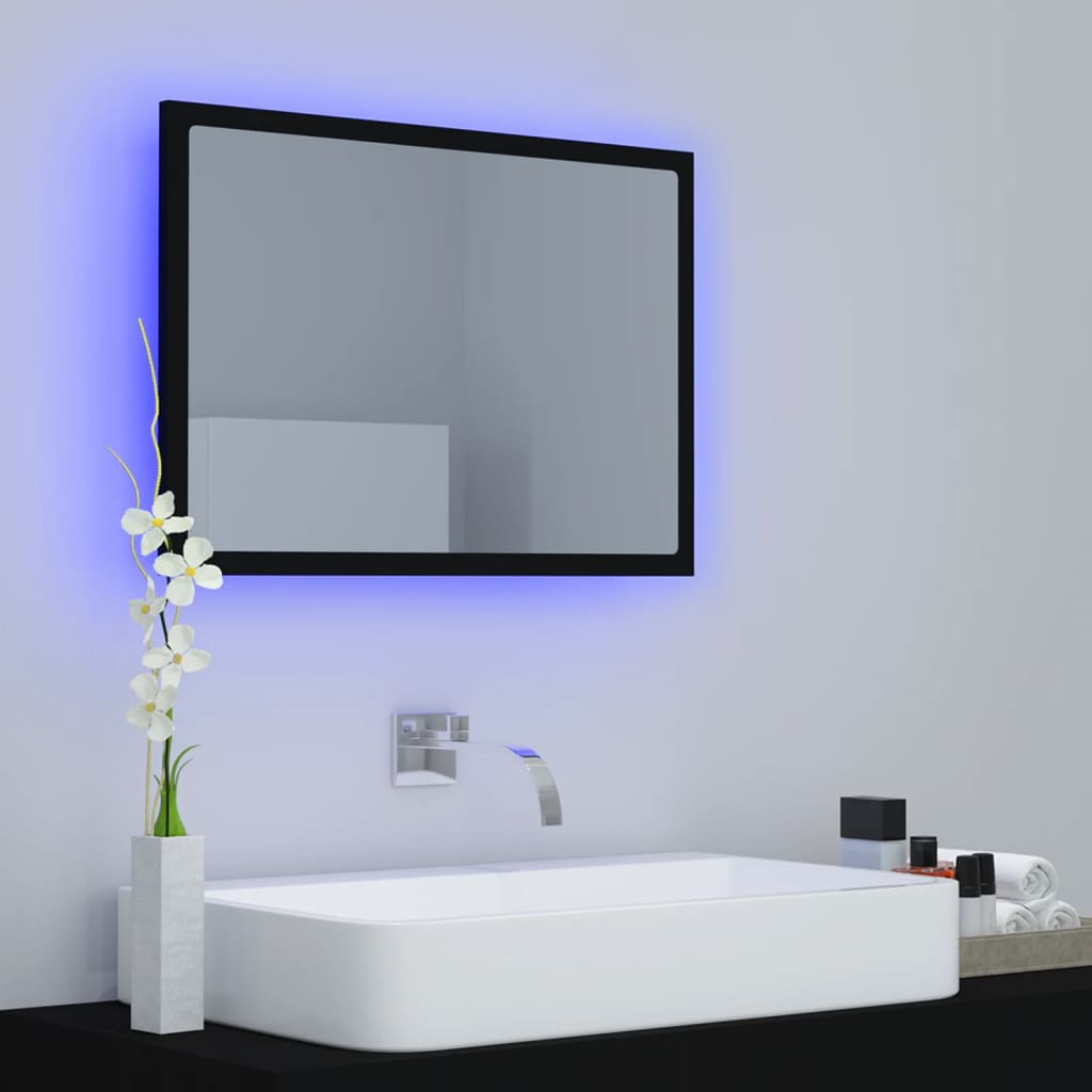 LED-Badspiegel Schwarz 60×8,5×37 cm Spanplatte