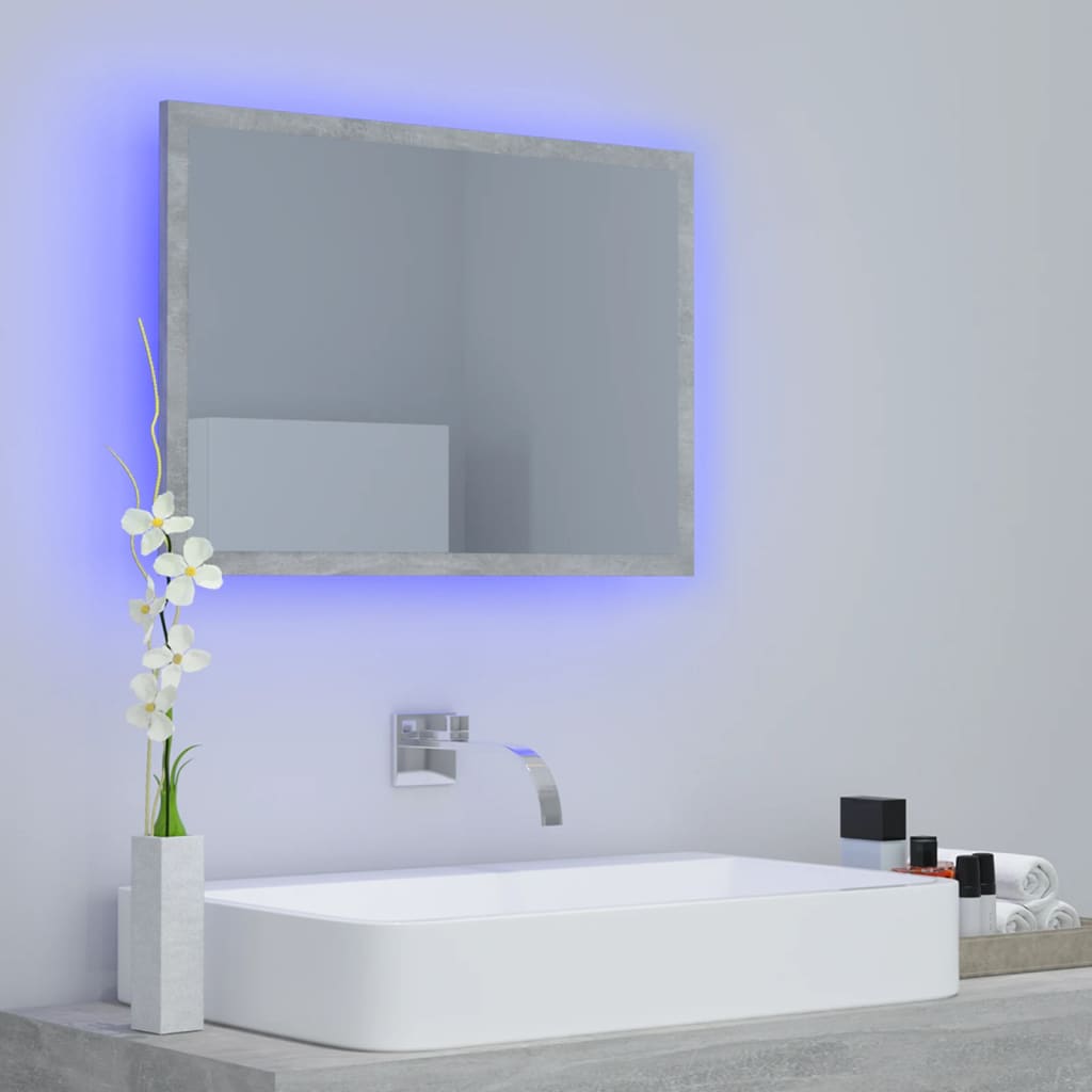 LED-Badspiegel Betongrau 60×8,5×37 cm Spanplatte