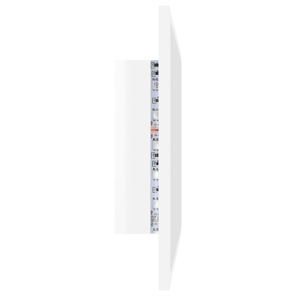  LED kúpeľňové zrkadlo lesklé biele 60x8,5x37cm spracované drevo