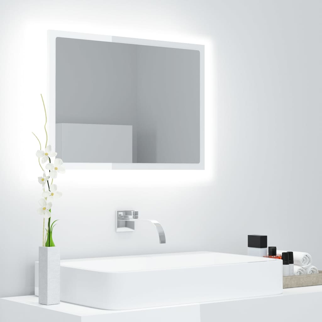 Petrashop  LED koupelnové zrcadlo bílé vysoký lesk 60x8,5x37 cm akrylové