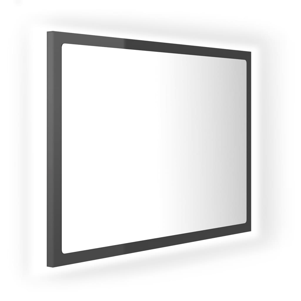 LED-Badspiegel Hochglanz-Grau 60×8,5×37 cm Spanplatte