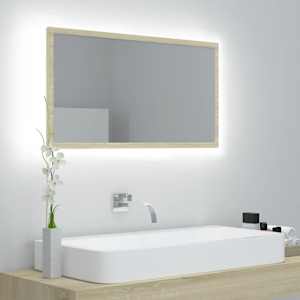LED kopalniško ogledalo sonoma hrast 80x8,5x37 cm akril