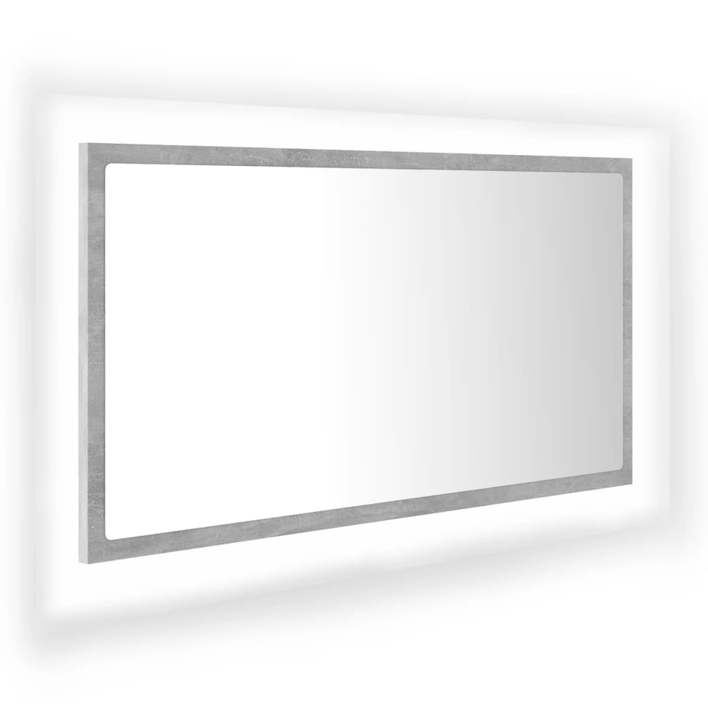  Kúpeľňové LED zrkadlo betónovo-sivé 80x8,5x37cm pracované drevo