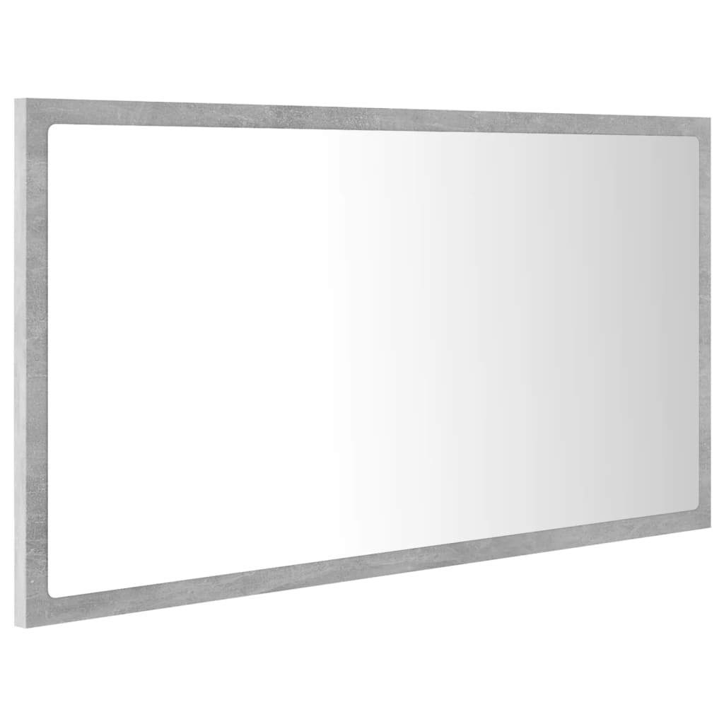  Kúpeľňové LED zrkadlo betónovo-sivé 80x8,5x37cm pracované drevo