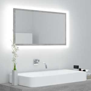 LED kopalniško ogledalo betonsko sivo 80x8,5x37 cm akril