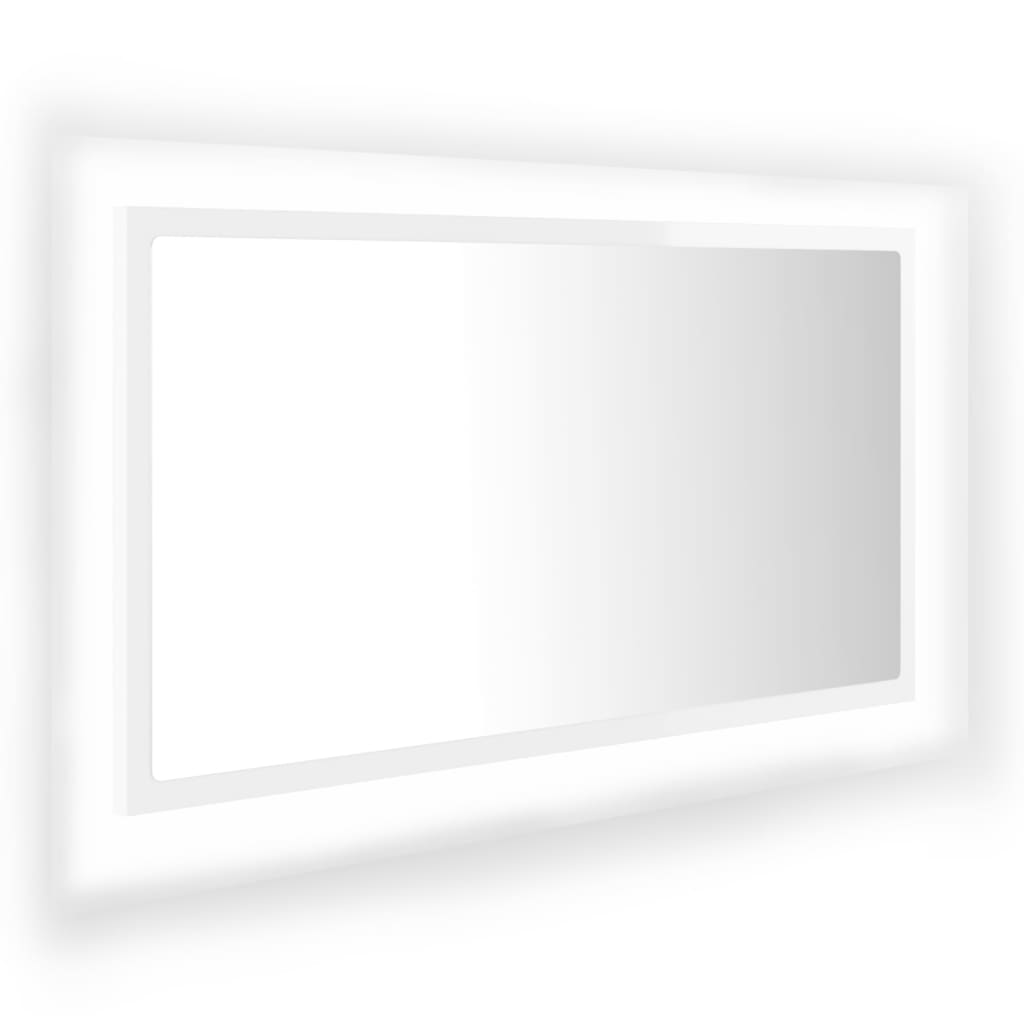LED-Badspiegel Hochglanz-Weiß 80×8,5×37 cm Spanplatte