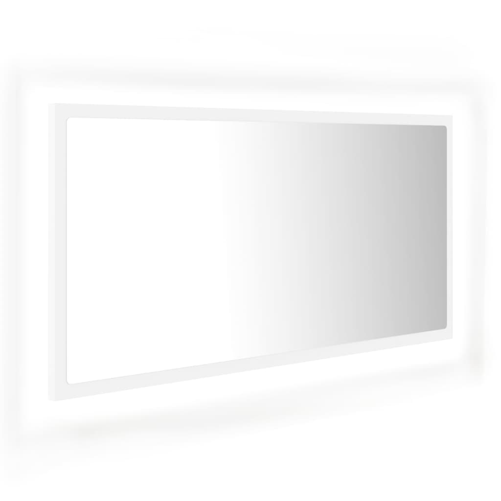 LED-Badspiegel Weiß 90×8,5×37 cm Spanplatte