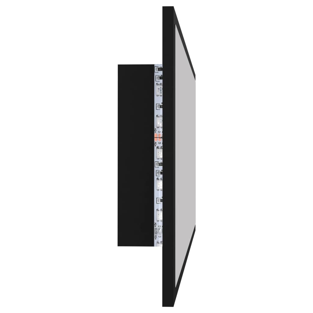 LED-Badspiegel Schwarz 90×8,5×37 cm Spanplatte