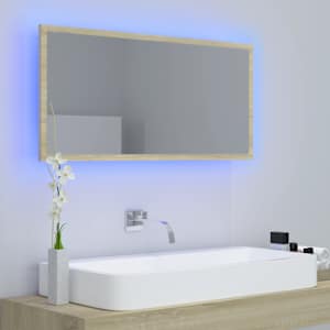 LED koupelnové zrcadlo dub sonoma 90 x 8,5 x 37 cm akrylové - obrázek 10