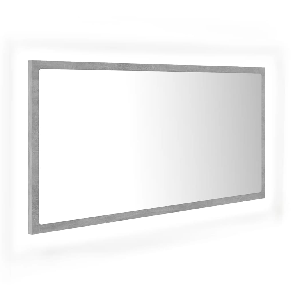 vidaXL LED koupelnové zrcadlo betonově šedé 90 x 8,5 x 37 cm akrylové
