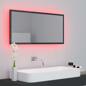 LED koupelnové zrcadlo šedé vysoký lesk 90x8,5x37 cm akrylové - obrázek 9